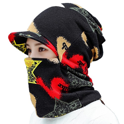 

Women's Hiking Cap Beanie Hat 1 PCS Winter Outdoor Thermal Windproof Breathable Warm Skull Cap Beanie Solid Color Woolen Cloth Black Red Burgundy for Fishing Climbing Running