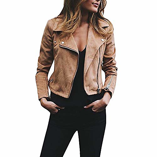 

faux leather jacket moto biker jacket short coat notched lapel jacket crop tops