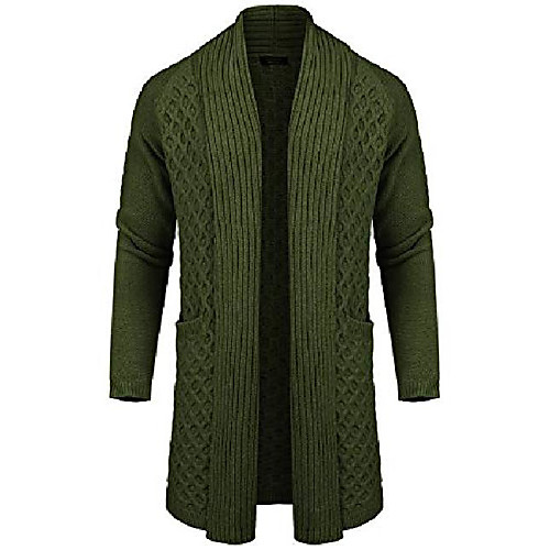 

men's cardigan sweater long knit jacket solid shawl collar coat