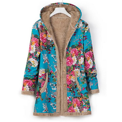 

Women's Print Fall & Winter Coat Long Daily Long Sleeve Coat Tops Black