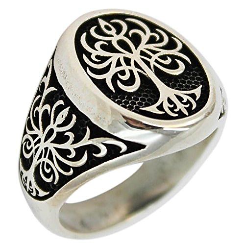 

tree of life 925 sterling silver turkish jewelry men ring (10.5)