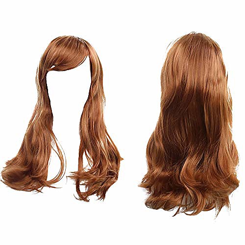 

70cm curly wavy wig,colourful elastic sexy fluffy long roll hair wigs women wigs for party/daily wear (brown)