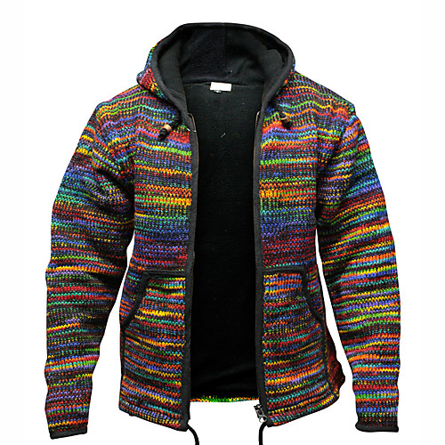 

Men's Multi Color Casual / Daily Fall Regular Going out Long Sleeve Acrylic Fibers Coat Tops Black