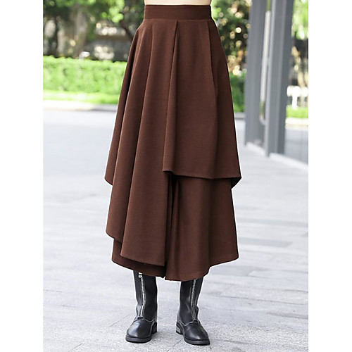 

Women's Casual / Daily Basic Swing Skirts Solid Colored Black Brown / Winter / Loose