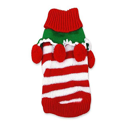 

holiday festive colorful red winter warm xmas dog clothes christmas striped cozy knitted pet dog custom sweater - medium