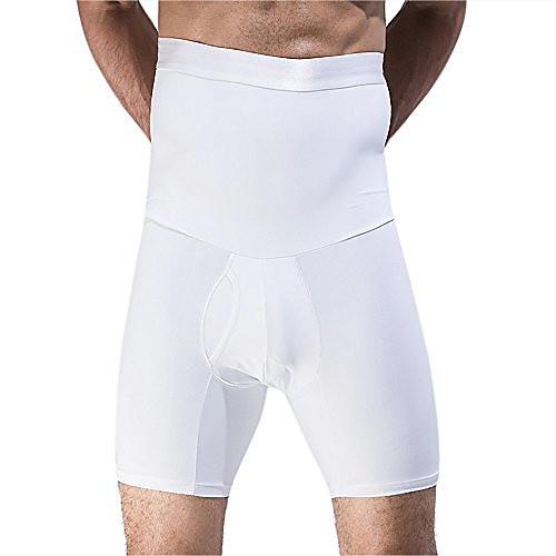 

men's high waist tummy control slimming shapewear shorts (white, xxl)