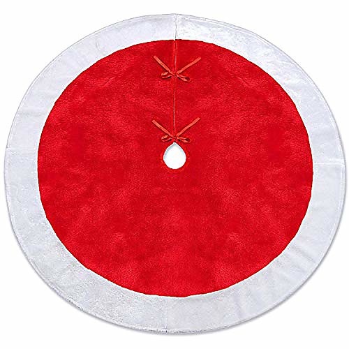 

classic christmas tree skirt 36inch red felt white border thick xmas tree skirt double layers holiday decorations