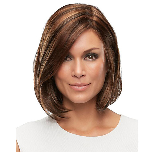 

Synthetic Wig Straight Bob Wig Short Brown Synthetic Hair Women's Fashionable Design Highlighted / Balayage Hair Exquisite Brown