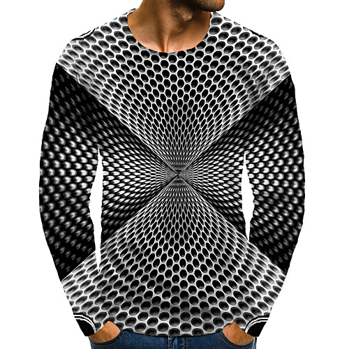 

Men's T shirt 3D Print Graphic 3D Plus Size Print Long Sleeve Daily Tops Elegant Exaggerated Black