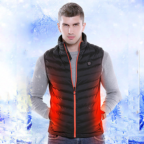 

Men's Heated Vest Hiking Jacket Softshell Jacket Winter Outdoor Solid Color Thermal Warm Waterproof Windproof Breathable Vest / Gilet Top Full Length Visible Zipper Hunting Fishing Climbing Black Red
