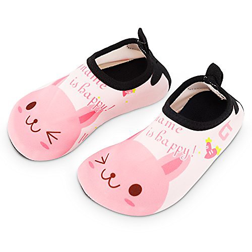 

toddler kids swim water shoes quick dry non-slip water skin barefoot sports shoes aqua socks for boys girls toddler, pink cat, 2 little kid