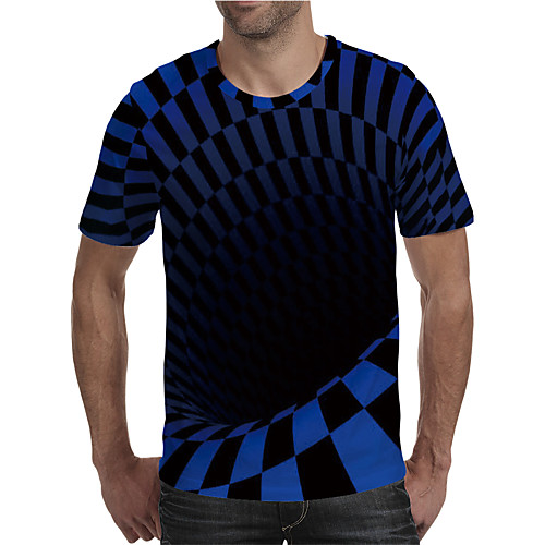 

Men's T shirt 3D Print Graphic 3D Plus Size Print Short Sleeve Daily Tops Elegant Exaggerated Blue