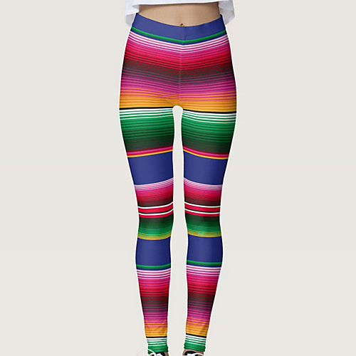 

Women's High Waist Yoga Pants Tights Leggings Tummy Control Butt Lift Breathable Rainbow Spandex Yoga Fitness Gym Workout Winter Sports Activewear Stretchy