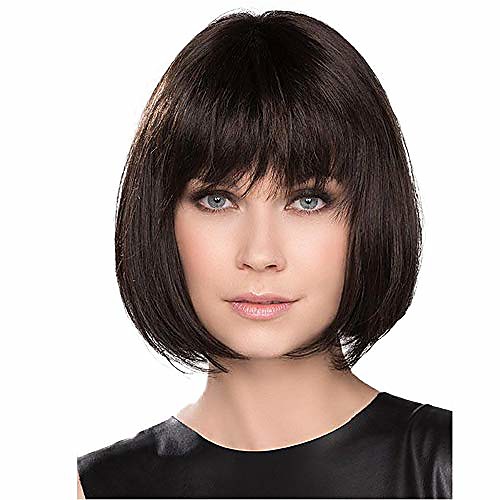 

brown bob wig with bangs soft straight Synthetic wigs for women