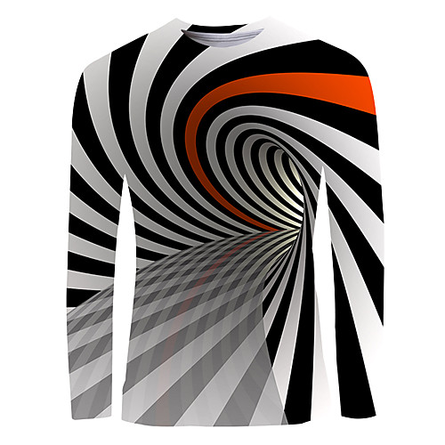 

Men's T shirt 3D Print Graphic Long Sleeve Daily Tops Black / White