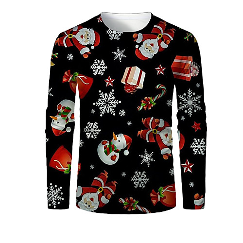 

Men's T shirt 3D Print Graphic 3D Print Long Sleeve Christmas Tops Red