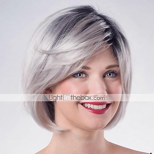 

Synthetic Wig Straight Bob Wig Short Sliver Synthetic Hair Women's Fashionable Design Highlighted / Balayage Hair Exquisite Wig