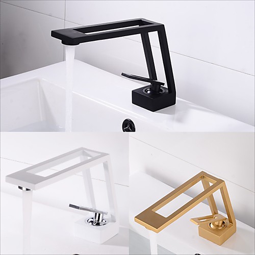 

Single HandleBathroomFaucet,Electroplated/Brushed One Hole Hollow Out/Irregular/Centerset,Brass Contemporary Bathroom SinkFaucet Contain with Supply Lines
