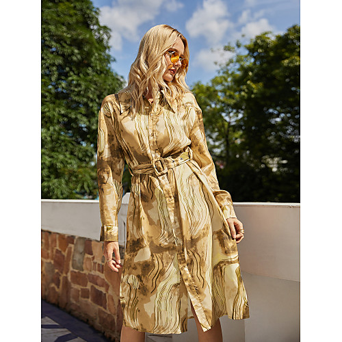 

Women's Geometric Print Vintage Fall & Winter Coat Long Daily Long Sleeve Rayon Coat Tops Brown