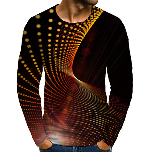 

Men's Tunic T shirt 3D Print Graphic 3D Plus Size Print Long Sleeve Daily Tops Elegant Exaggerated Orange