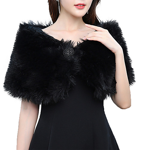 

Short Sleeve Shawls Faux Fur Wedding Women's Wrap With Button