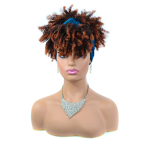 

Synthetic Wig Afro Curly Kinky With Bangs Wig Short Ombre Black / Medium Auburn Synthetic Hair Women's Fashionable Design Color Gradient For Black Women Black Brown