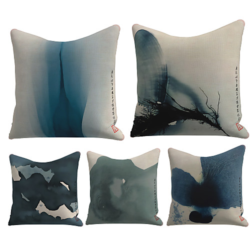 

Cushion Cover 5PC Linen Soft Decorative Square Throw Pillow Cover Cushion Case Pillowcase for Sofa Bedroom 45 x 45 cm (18 x 18 Inch) Superior Quality Mashine Washable
