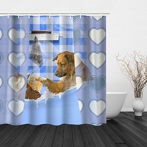 

Bathroom Shower Curtain And Hook Rainbow Classic Polyester Cute Style Dog Shower Curtain For Cat