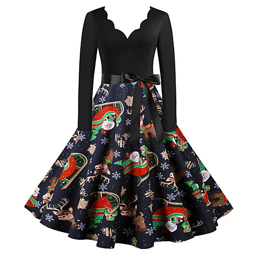 

Santa Claus Christmas Dress Women's Adults' Leisure Christmas Christmas Polyester Dress