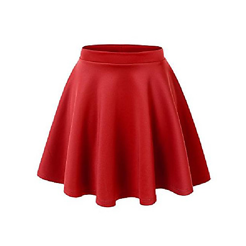 

mbj wb211 womens basic versatile stretchy flared skater skirt xxxl red