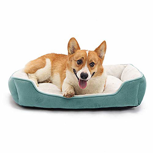 

dog beds for small and medium dogs or cats, soft durable warming pet bed machine washable with non-slip bottom and reinforced edges, blue