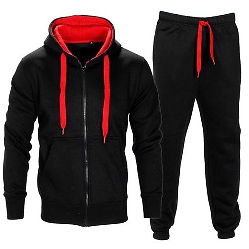 

Men's Activewear Set Sweatshirt Color Block Hoodies Sweatshirts Black and Blue Dark Gray and Blue Dark gray and red
