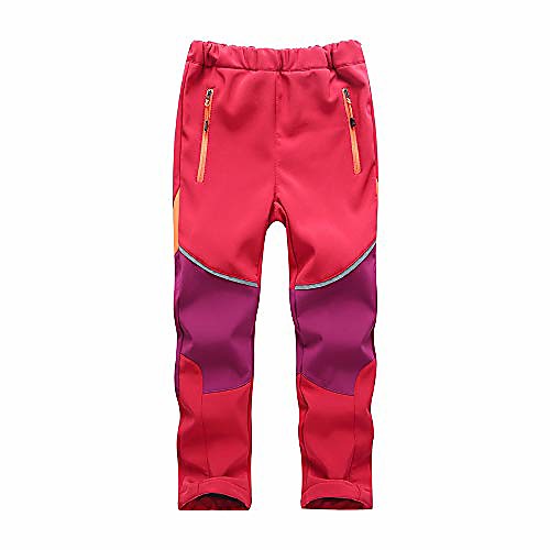 

boys girls kids outdoor fleece-lined soft shell hiking fishing ski pants insulated water and wind-resistant,1510,red/purple-xl(10-12 years)