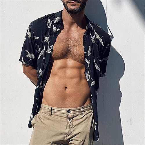 

Men's Shirt Other Prints Graphic Print Short Sleeve Daily Tops Black