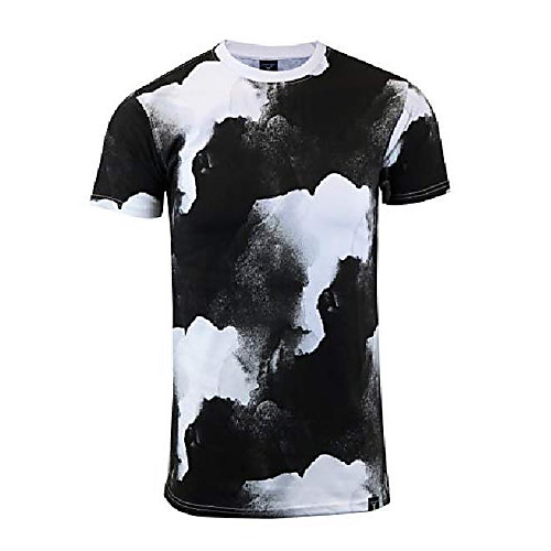 

brand-s11012 mens hipster hip-hop premium tee - luxury tie dye multicolor longline retro print t-shirt-black-xlarge