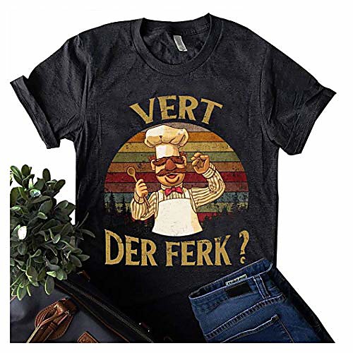 

vert der ferk women vintage t-shirt swedish chef knife short sleeve funny graphics retro halloween party tees (dark gray, l)