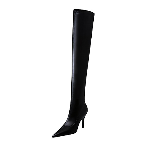 

Women's Boots Stiletto Heel Boots Stiletto Heel Pointed Toe Crotch High Boots Classic Daily PU Solid Colored Black / Over The Knee Boots