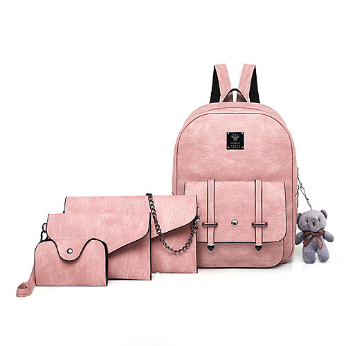 

Women's Bags PU Leather Bag Set 4 Pieces Purse Set Zipper Daily Bag Sets Backpack Handbags Black Blushing Pink Light Gray Coffee