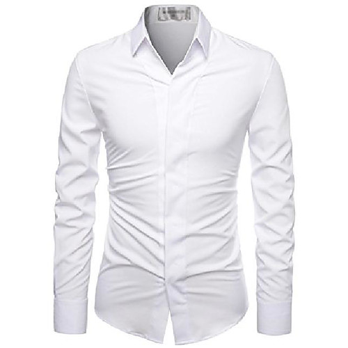 

(nknks650 super stretchy hide button point wrinkle free dress shirts white us s(tag size s)