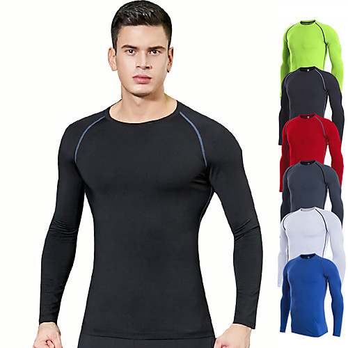 

Men's Long Sleeve Compression Shirt Running Shirt Tee Tshirt Base Layer Top Athletic Elastane Thermal Warm Breathable Quick Dry Fitness Gym Workout Running Jogging Training Sportswear Solid Colored