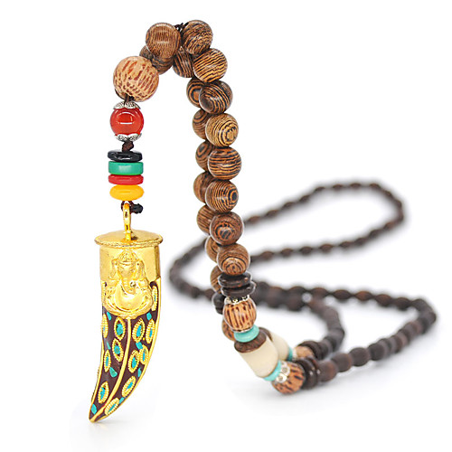 

Men's Women's Pendant Necklace Beaded Necklace Drop Friends Precious Joy Gemini Lucky Ethnic Fashion Vintage Punk Wooden Resin Alloy Gold 80 cm Necklace Jewelry 1pc For Christmas Halloween Party
