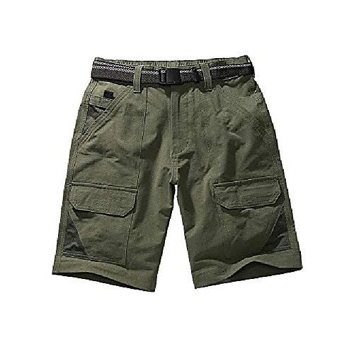 

men's outdoor casual classic fit expandable waist cargo fishing hiking stretch shorts multi-pocket walk short #6071-army green,36