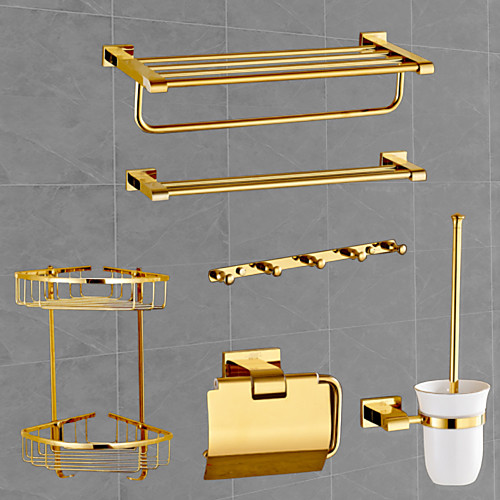 

Bathroom Accessory Set Contemporary Brass 6pcs - Hotel bath Toilet Paper Holders / Robe Hook / tower bar