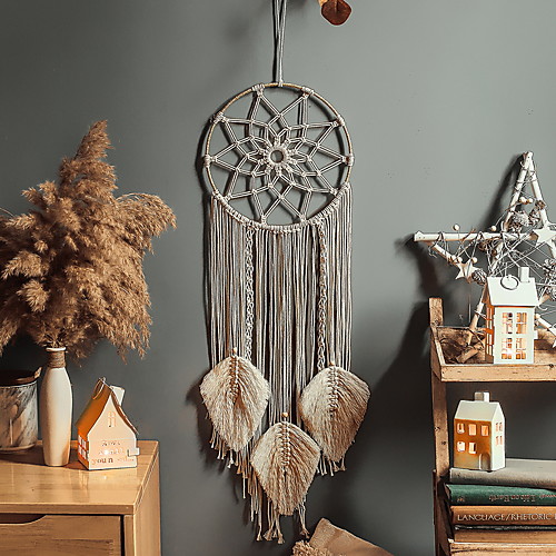 

Boho Dream Catcher Handmade Gift Wall Hanging Decor Art Ornament Craft Woven Macrame Leaf 9725cm for Kids Bedroom Wedding Festival