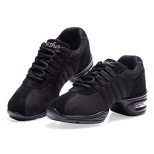 

Women's Dance Sneakers Modern Shoes Practice Trainning Dance Shoes Sneaker Splicing Thick Heel Black / Gold Black Lace-up