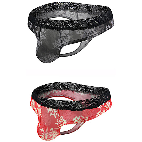 

Men's 2 Piece Print G-string Underwear - Normal Low Waist Multi color M L XL