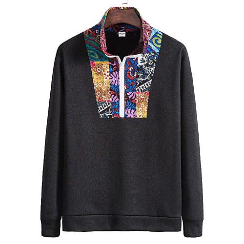 

Men's Pullover Sweatshirt Tribal Patchwork Daily Casual Hoodies Sweatshirts Black