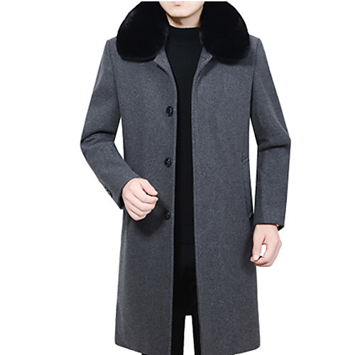 

Men's Solid Colored Active Fall & Winter Coat Long Daily Long Sleeve Wool Coat Tops Black