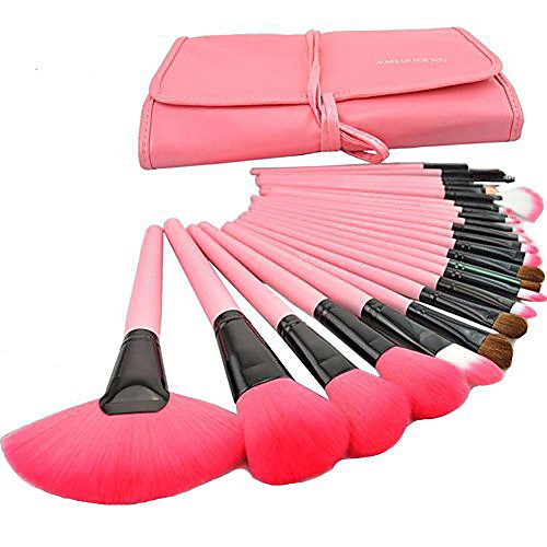 

24pcs professional makeup brush set kit brushes tools make up case pink