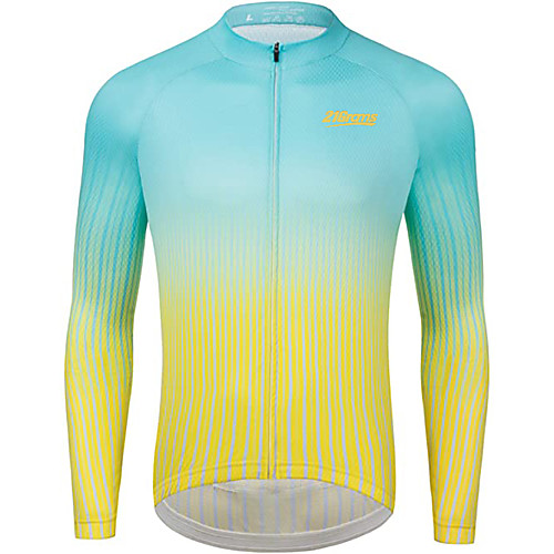 

21Grams Men's Long Sleeve Cycling Jersey Winter Fleece Green Gradient Bike Jersey Top Mountain Bike MTB Road Bike Cycling UV Resistant Fleece Lining Breathable Sports Clothing Apparel / Stretchy